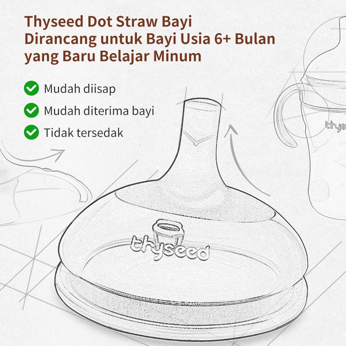 Thyseed Dot Straw Botol Minum Bayi